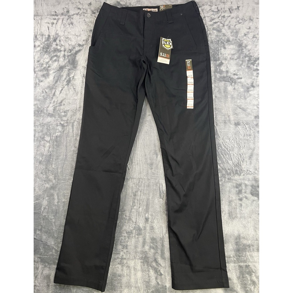 5.11 Tactical Flex-Tac Edge Chino Pants Slim Fit 31x36 Black Cotton 74441